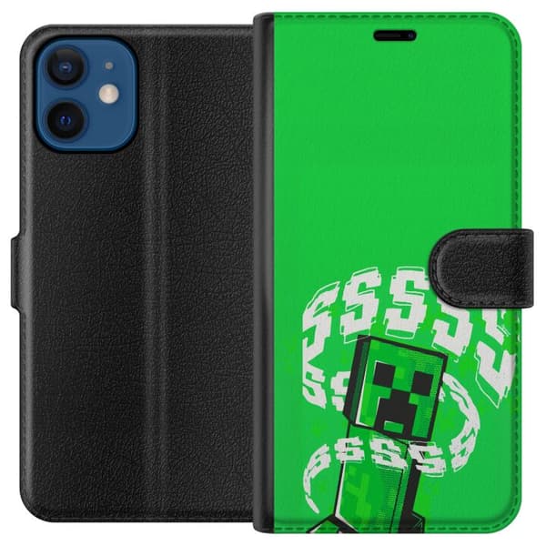 Kompatibel Tegnebogsetui til Apple iPhone 12 mini Grön pixelfigur