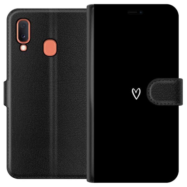 Kompatibelt Lommeboketui til Samsung Galaxy A20e Svart Hjerte
