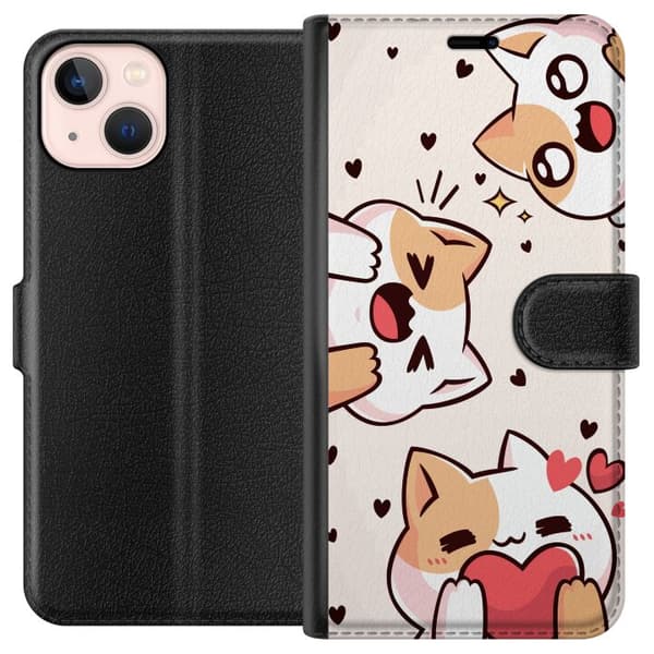Kompatibelt Plånboksfodral till Apple iPhone 13 mini Kawaii Katt
