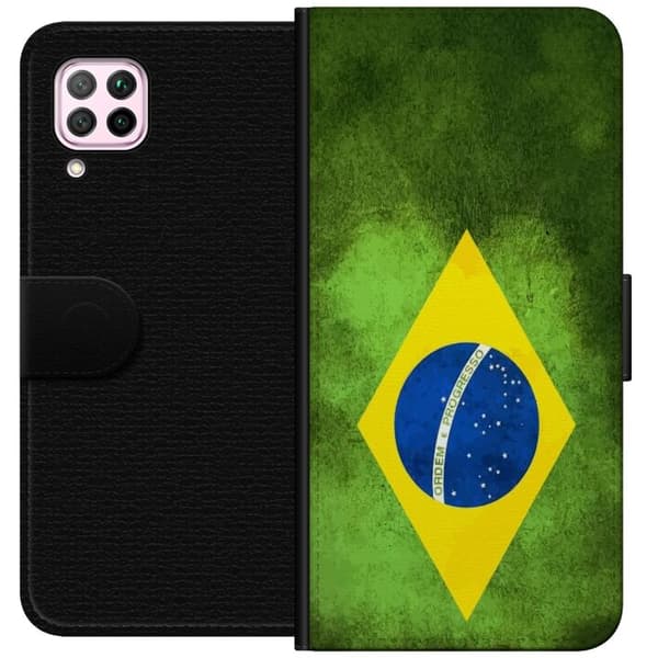 Kompatibelt Lommeboketui til Huawei P40 lite Brasiliansk flagg med rustikk tekstur