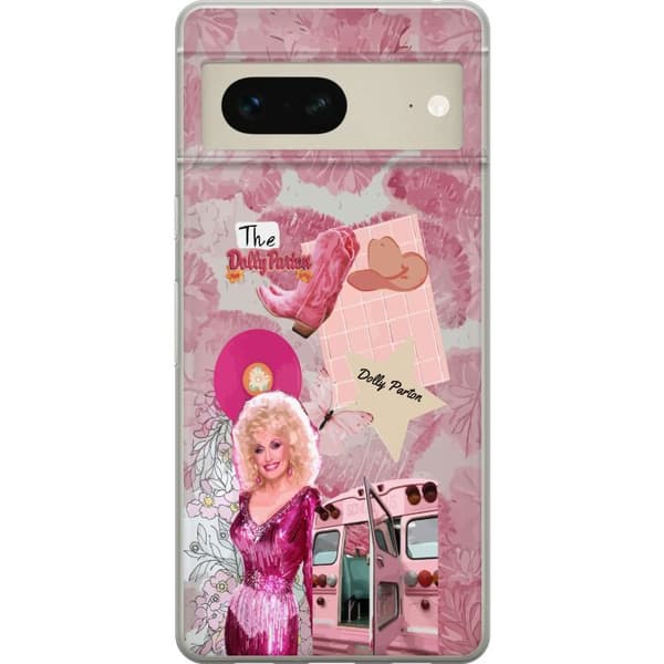 Kompatibelt Mobildeksel til Google Pixel 7 Dolly Parton rosa countrycollage
