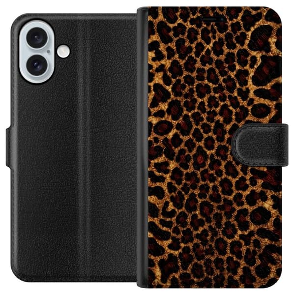 Kompatibelt Plånboksfodral till Apple iPhone 16 Plus Leopard Icon