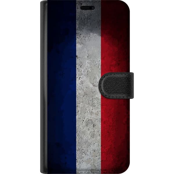 Kompatibel Tegnebogsetui til Apple iPhone 13 mini Fransk flag med rustik betonstruktur