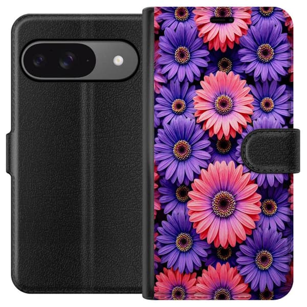 Kompatibelt Plånboksfodral till Google Pixel 9 Lila och rosa blommor