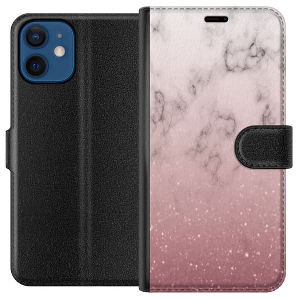 Kompatibel Tegnebogsetui til Apple iPhone 12 Glitter og marmor