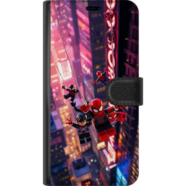 Kompatibel Tegnebogsetui til Google Pixel 9 Pro Action motivation med Spider-Man i byggeklodsdesign