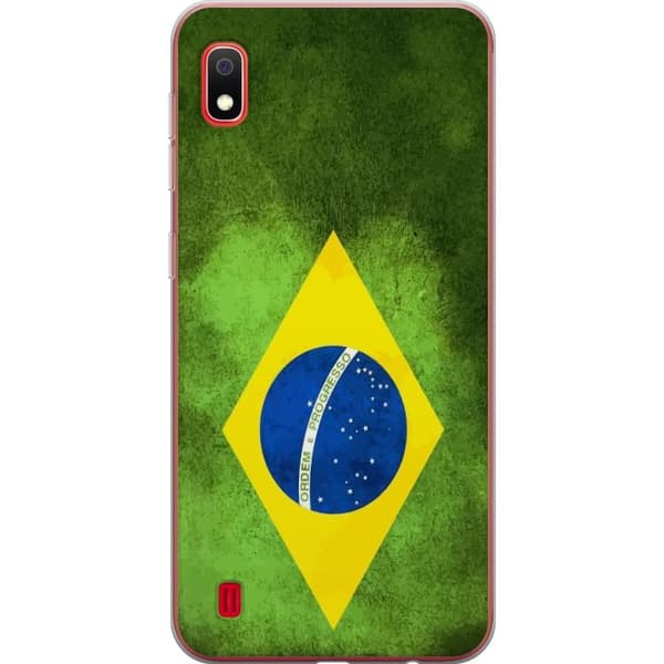 Kompatibelt Mobildeksel til Samsung Galaxy A10 Brasiliansk flagg med rustikk tekstur