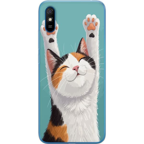 Kompatibelt Mobilskal till Xiaomi Redmi 9A Glad trefärgad katt