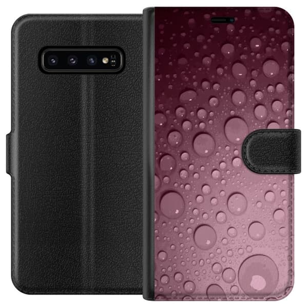 Kompatibelt Plånboksfodral till Samsung Galaxy S10 Rosa vattendroppar