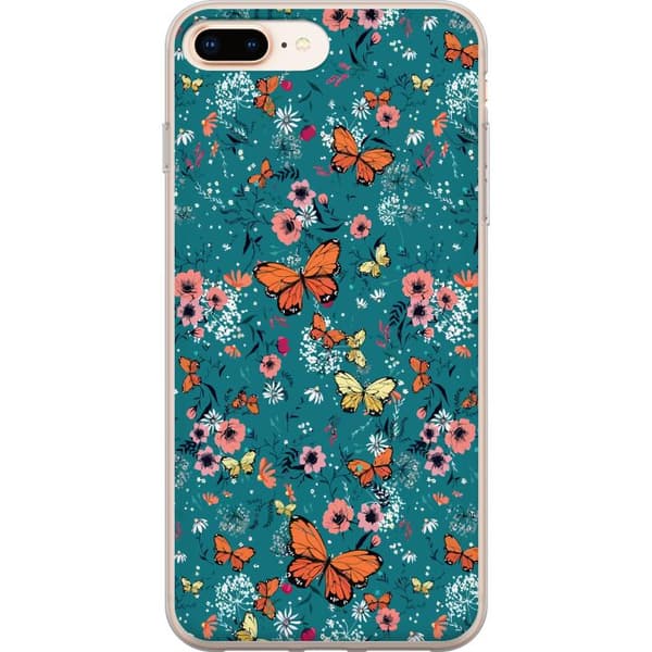 Kompatibelt Mobilskal till Apple iPhone 8 Plus Fjärillar och blommor