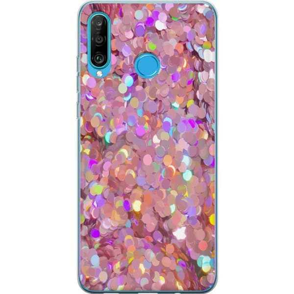 Kompatibelt Mobilskal till Huawei P30 lite Rosa glitter