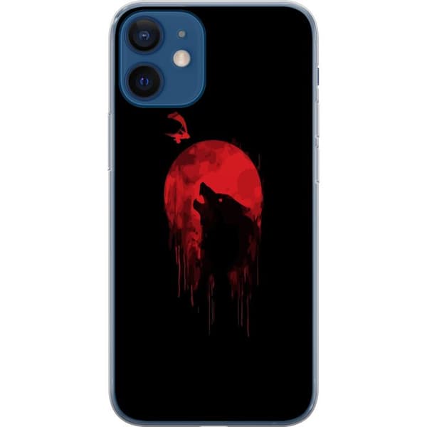 Kompatibel Mobilcover til Apple iPhone 12 Hylende ulv foran rød måne mod sort baggrund