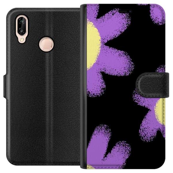 Kompatibel Tegnebogsetui til Huawei P20 lite Blomsterdragt