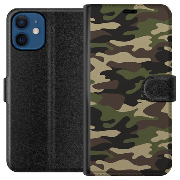 Kompatibel Tegnebogsetui til Apple iPhone 12 mini Militær