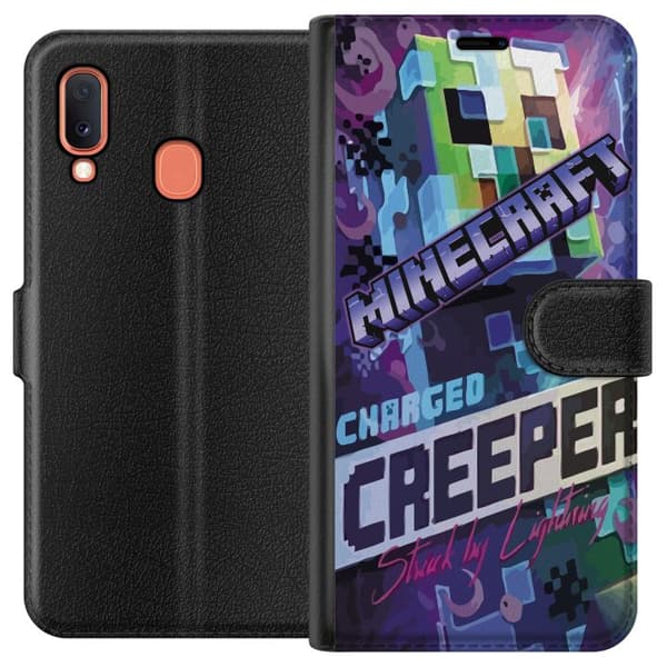 Kompatibelt Plånboksfodral till Samsung Galaxy A20e Minecraft