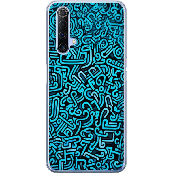 Kompatibelt Mobildeksel til Realme X50 5G Blå abstrakt graffiti