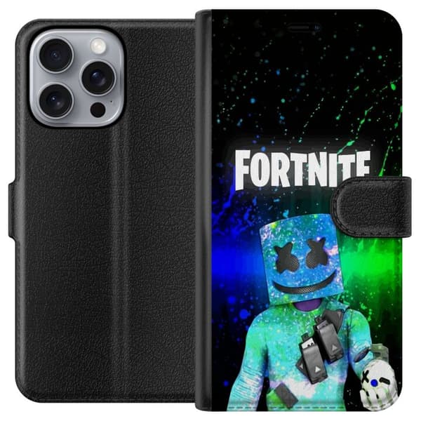 Kompatibel Tegnebogsetui til Apple iPhone 16 Pro Max Farverig maskeradefigur med glitrende hjelm mod mørk baggrund