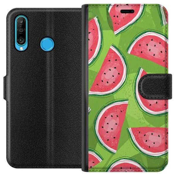 Kompatibelt Plånboksfodral till Huawei P30 lite Vattenmelon