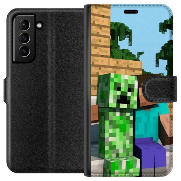 Kompatibelt Lommeboketui til Samsung Galaxy S21+ 5G MineCraft