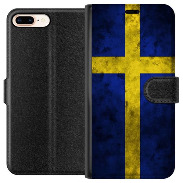 Kompatibel Tegnebogsetui til Apple iPhone 8 Plus Sverige Flag