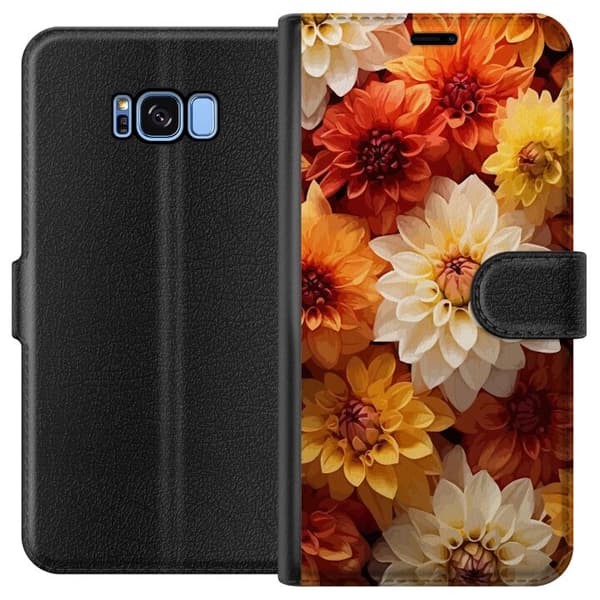 Kompatibelt Plånboksfodral till Samsung Galaxy S8 Blommor Orange