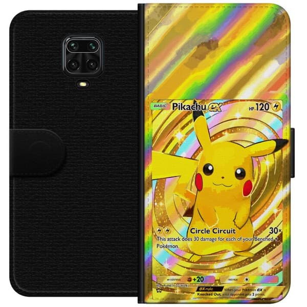 Kompatibel Tegnebogsetui til Xiaomi Redmi Note 9S Skinnende Pikachu EX-design med samlertankelset