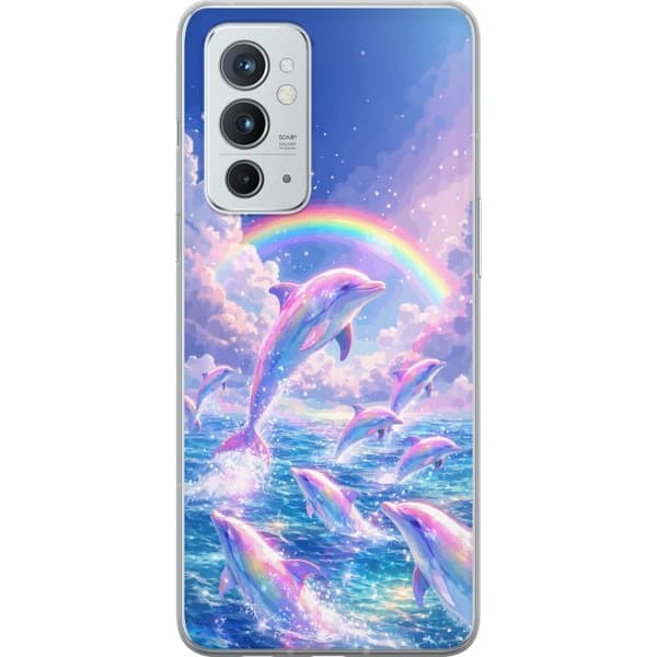 Kompatibelt Mobildeksel til OnePlus 9RT 5G Glittrande regnbågsdelfiner