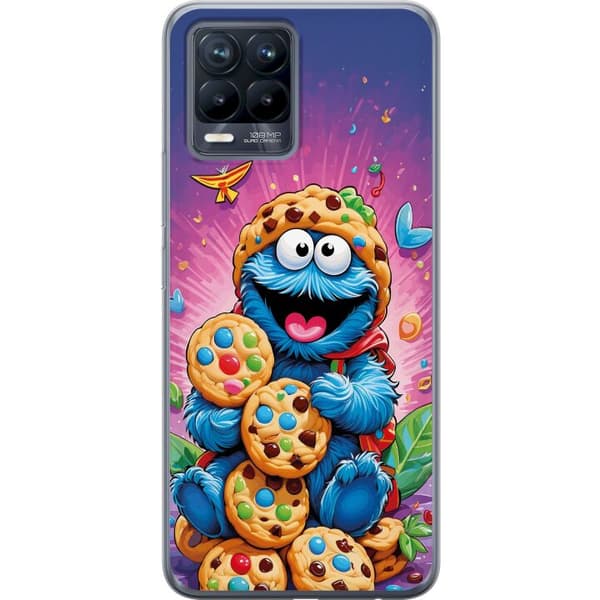 Kompatibelt Mobildeksel til Realme 8 Søtt Cookie Monster motiv med kjeks