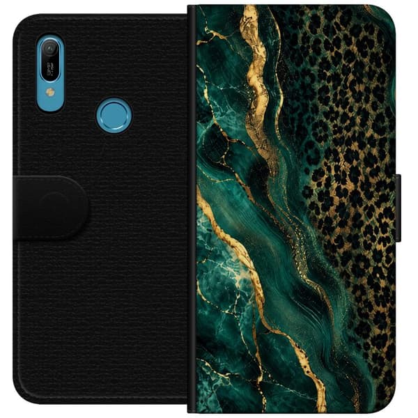 Kompatibelt Lommeboketui til Huawei Y6 (2019) Smaragdleopard