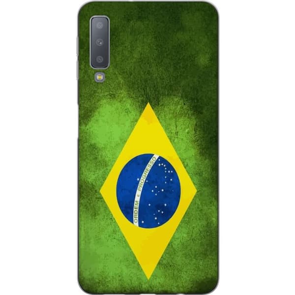 Kompatibelt Mobildeksel til Samsung Galaxy A7 (2018) Brasiliansk flagg med rustikk tekstur