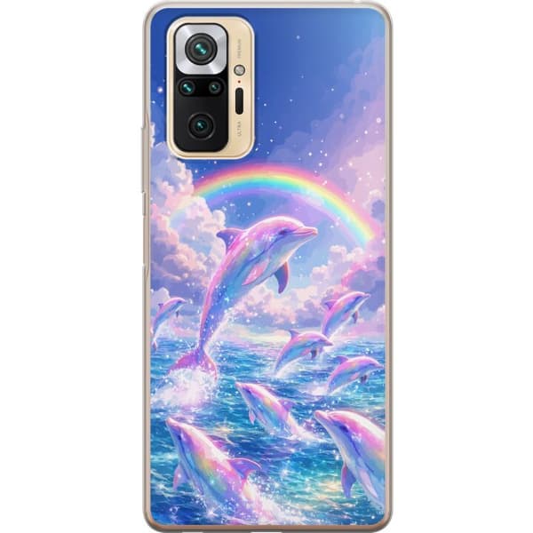 Kompatibelt Mobilskal till Xiaomi Redmi Note 10 Pro Glittrande regnbågsdelfiner