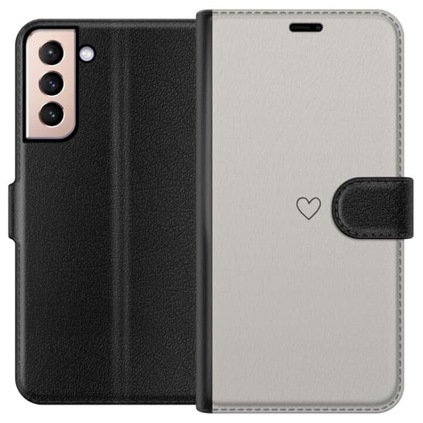 Kompatibelt Lommeboketui til Samsung Galaxy S21 Hjerte Beige