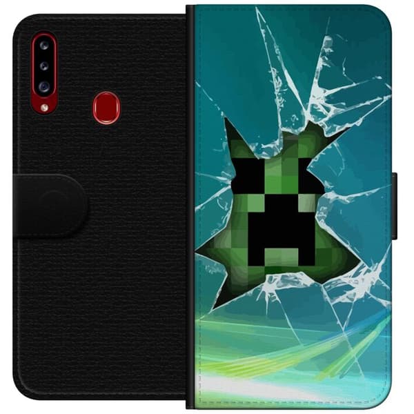 Kompatibelt Plånboksfodral till Samsung Galaxy A20s MineCraft