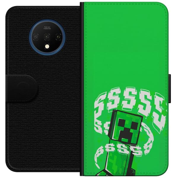Kompatibelt Plånboksfodral till OnePlus 7T Grön pixelfigur