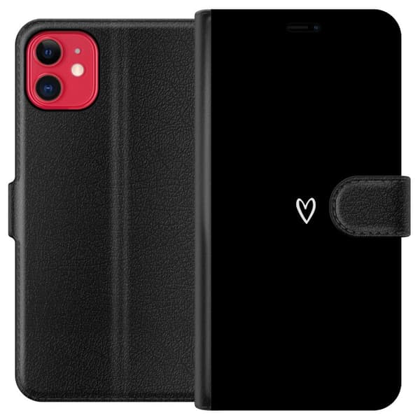 Kompatibel Tegnebogsetui til Apple iPhone 11 Sort Hjerte