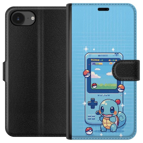 Kompatibel Tegnebogsetui til Apple iPhone 17e Retro pixeldesign med Squirtle og klassisk spillekonsol