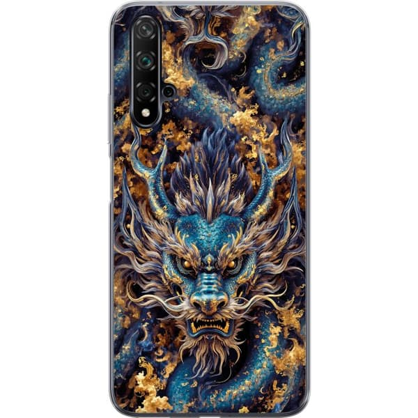 Kompatibelt Mobildeksel til Huawei nova 5T Nærbilde av kraftig fantasydrage