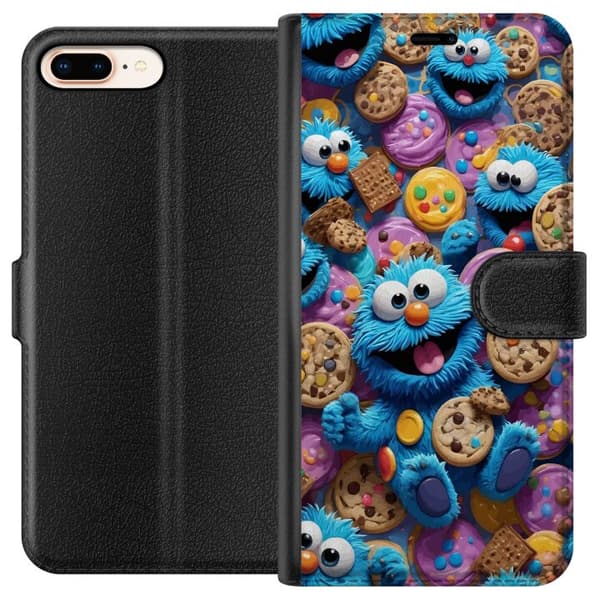Kompatibelt Plånboksfodral till Apple iPhone 7 Plus Blå kakmonster med kakor
