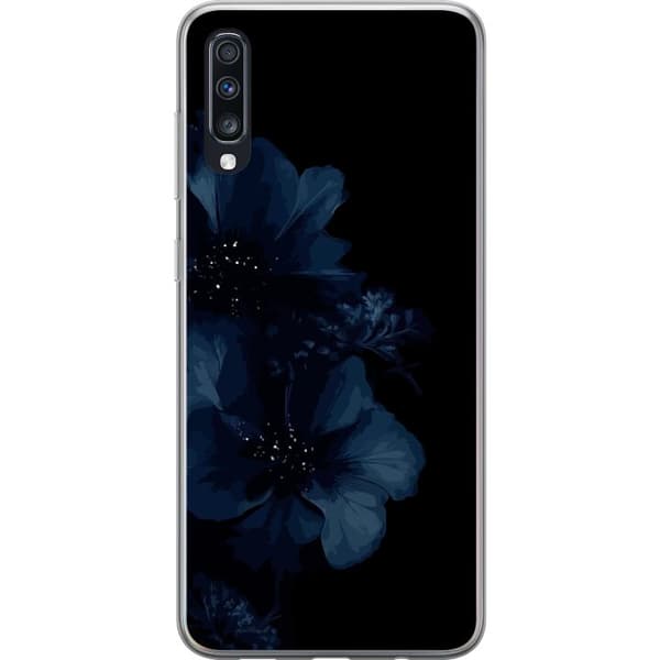 Kompatibelt Mobildeksel til Samsung Galaxy A70 Mörkblå blommor