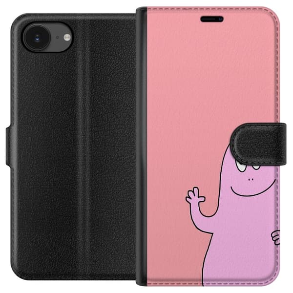 Kompatibel Tegnebogsetui til Apple iPhone 16e Farverigt Barbapapa-design med bløde former og lyserøde nuancer