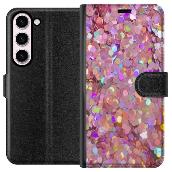 Kompatibelt Plånboksfodral till Samsung Galaxy S23 Rosa glitter