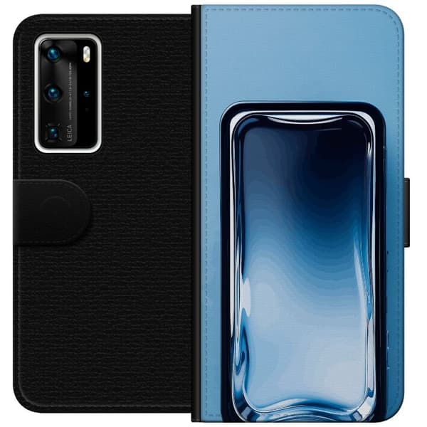 Kompatibelt Plånboksfodral till Huawei P40 Pro Blå glaseffekt