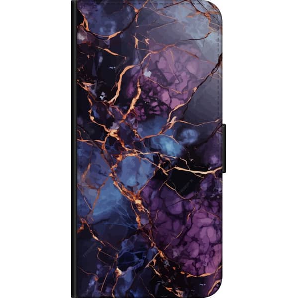 Kompatibel Tegnebogsetui til Xiaomi Redmi Note 10S Marmor Blå Lilla