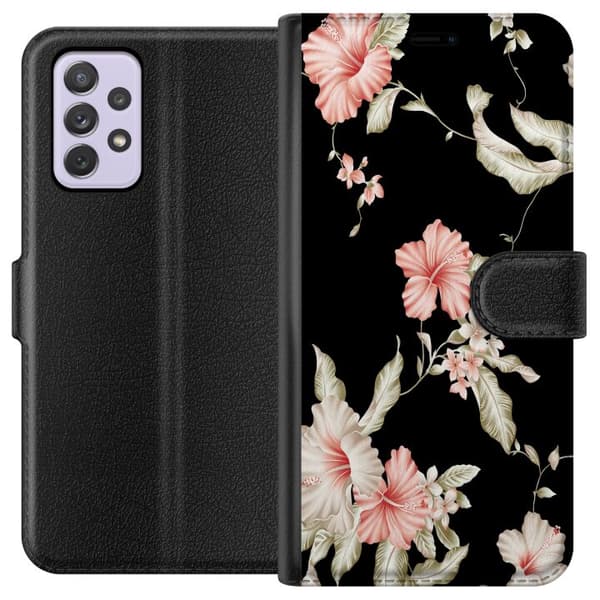 Kompatibelt Plånboksfodral till Samsung Galaxy A52s 5G Floral Pattern Black