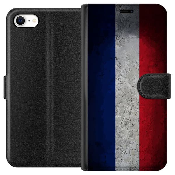 Kompatibel Tegnebogsetui til Apple iPhone 6 Fransk flag med rustik betonstruktur
