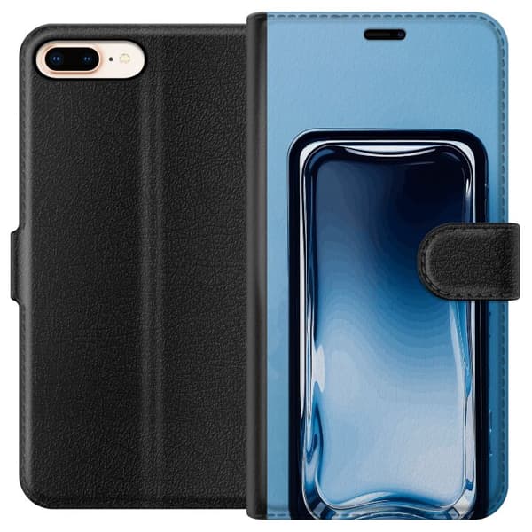 Kompatibelt Lommeboketui til Apple iPhone 7 Plus Blå glaseffekt