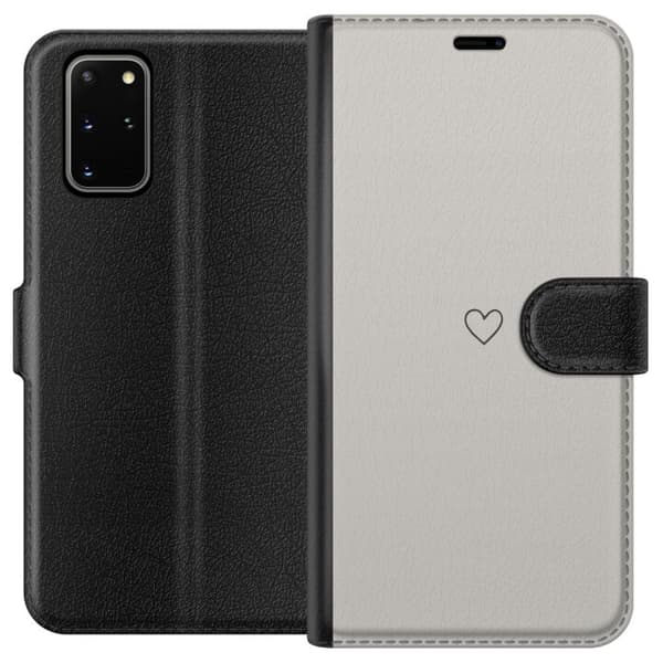Kompatibelt Plånboksfodral till Samsung Galaxy S20+ Grått hjärta