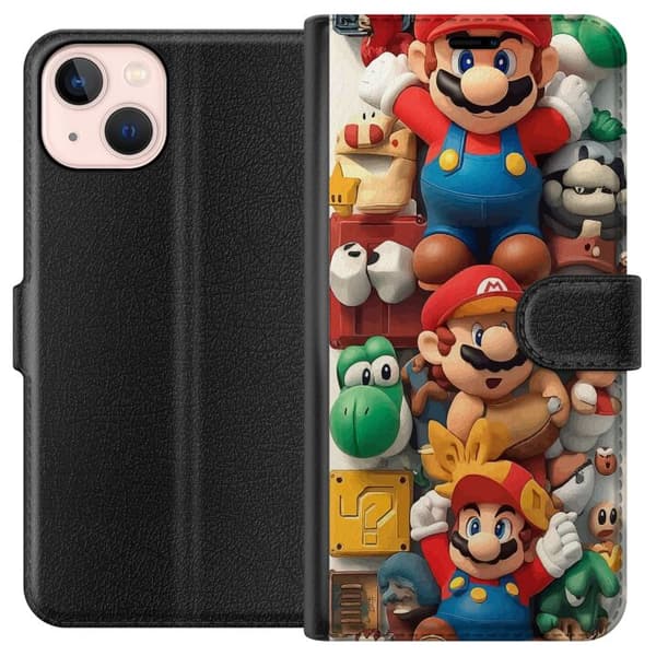 Kompatibelt Plånboksfodral till Apple iPhone 13 mini Super Mario Ikonisk Karaktär Collage