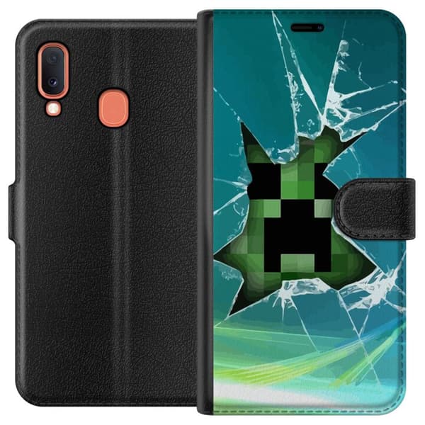 Kompatibelt Plånboksfodral till Samsung Galaxy A20e Minecraft