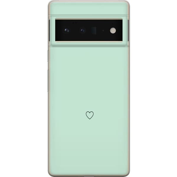 Kompatibel Mobilcover til Google Pixel 6 Pro Enkel sort hjertekontur centreret mod mintgrøn baggrund